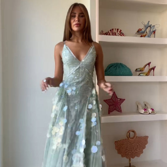 Damen Glamouröses Abendkleid mit funkelnden Details EB