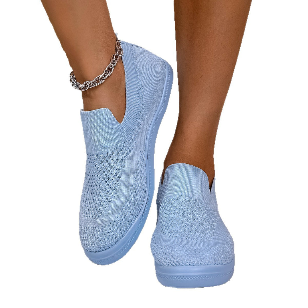 Damen bequeme Slip-On Sneakers mit atmungsaktivem Strickdesign EB