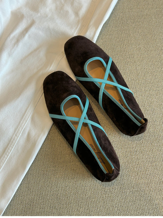 Damen elegante Ballerinas mit gekreuztem Riemchen-Design EB