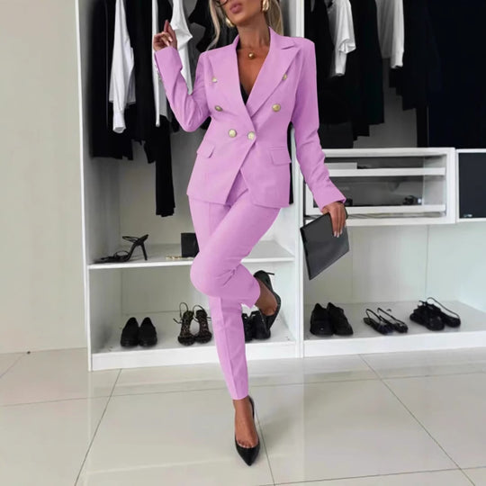 Damen nan taillierter Doppelreiher-Blazer mit schmaler Anzughose EB
