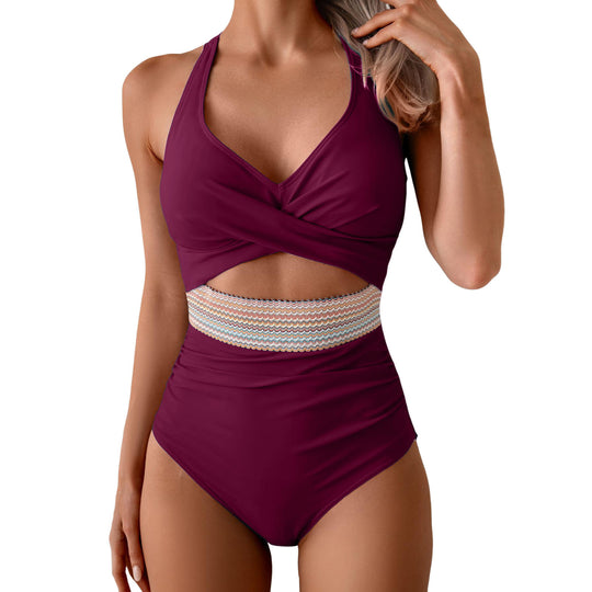 Damen Einteiliges Badeoutfit mit innovativer Wickeloptik EB