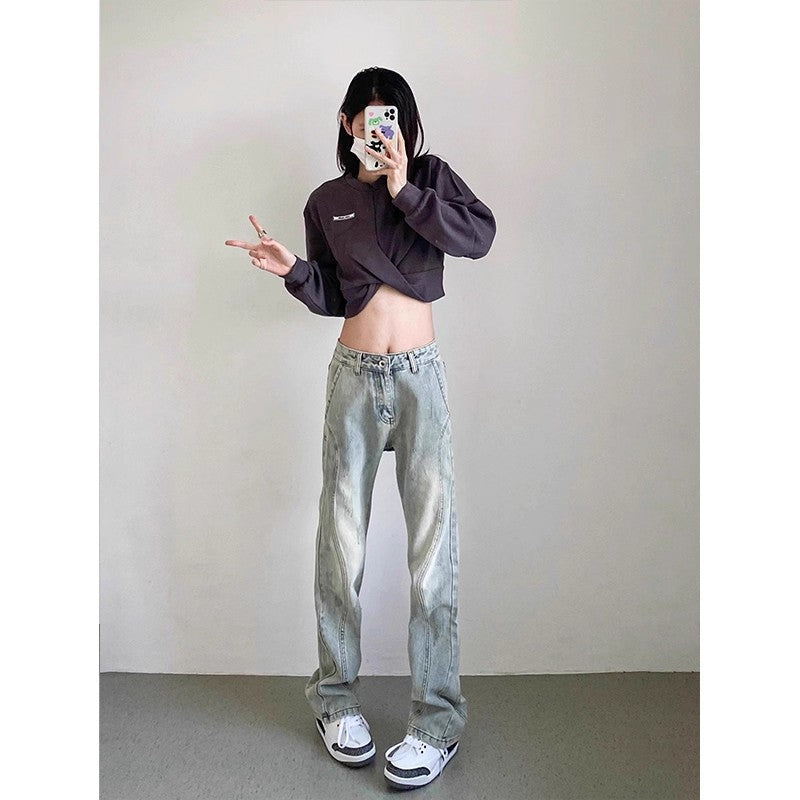 Herren weite Denim-Jeans mit modischem Used-Look EB