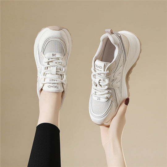 Damen modische Chunky Sneakers mit atmungsaktivem Obermaterial und stoßdämpfender Sohle EB