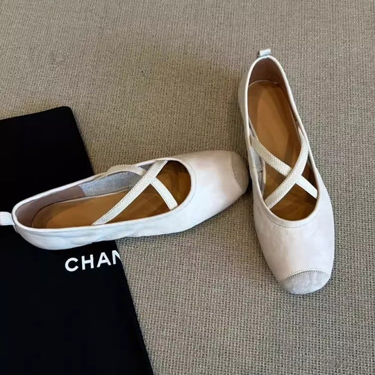 Damen Ballerinas mit elegantem Kreuzband und bequemem Fußbett EB