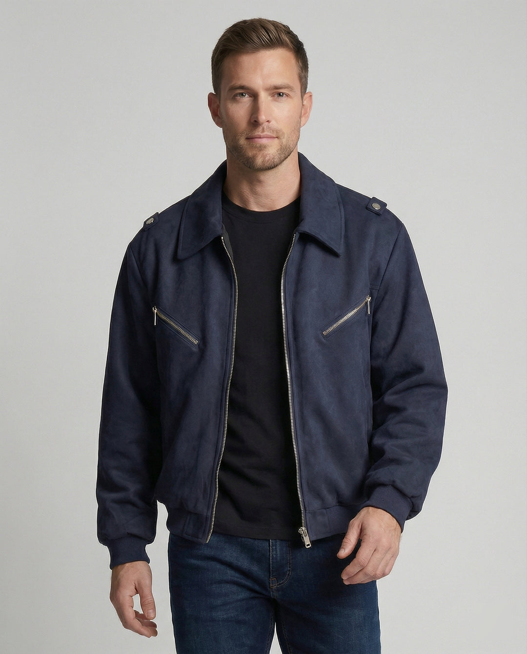 Lockere Multifunktionsjacke mit Doppel-Reißverschluss im American-Style