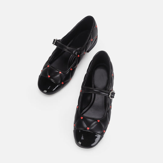 Damen Ballerinas mit dekorativem Herzdesign und patentierter Schuhspitze EB