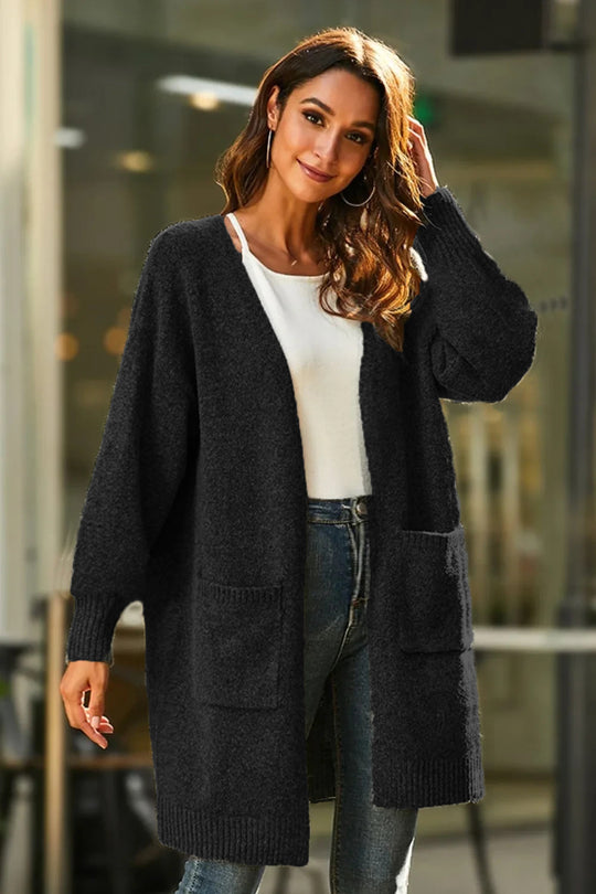Damen Strickmantel mit weicher Struktur und praktischen Taschen EB