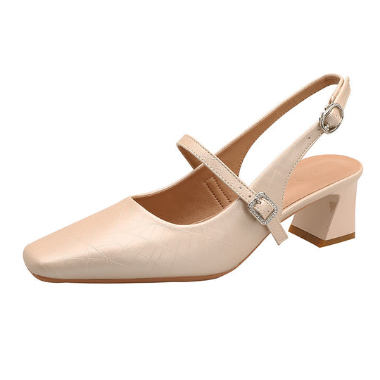 Damen Slingback-Pumps mit elegantem Blockabsatz und verziertem Riemen EB