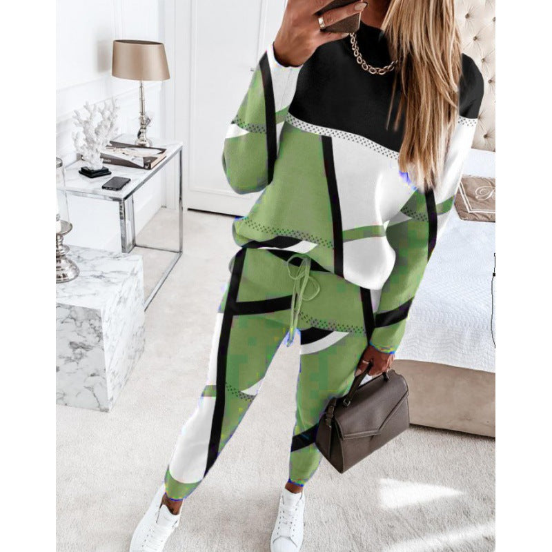 Damen trendy Sweatanzug mit grafischem Muster EB