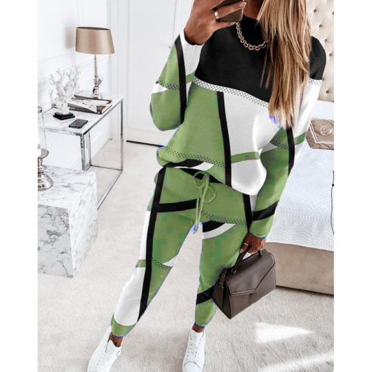 Damen trendy Sweatanzug mit grafischem Muster EB