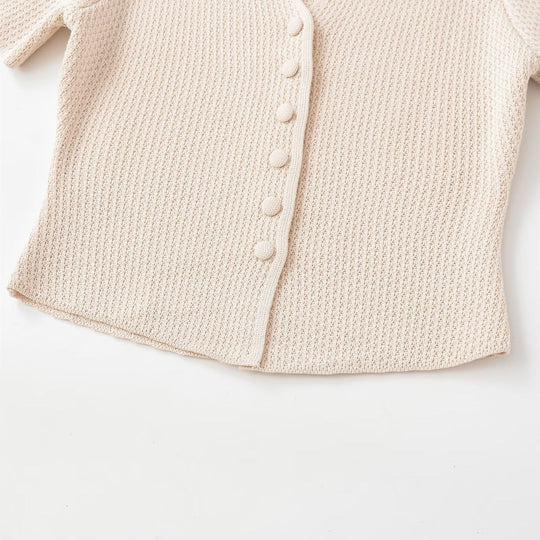 Damen Kurzarm Strickjacke mit V-Ausschnitt und feiner Struktur EB