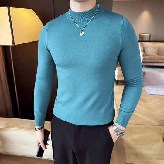 Herren modischer Pullover mit hohem Kragen und eleganter Passform EB
