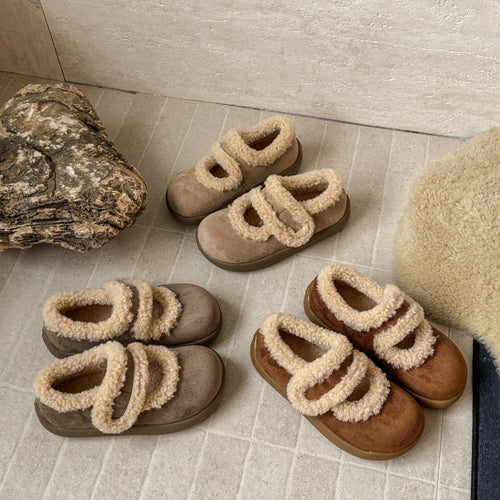 Damen Kuschelige Hausschuhe mit warmem Futter und verstellbarem Riemen EB
