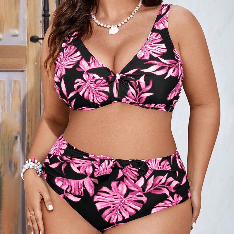 Damen Hochtaillierter Bikini mit verspieltem Knotendetail EB