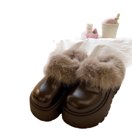 Damen Flauschige Clogs mit robustem Design und weichem Kunstfellrand EB