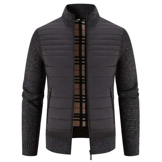 Herren gesteppte Hybridjacke mit Strickärmeln und modernem Stehkragen EB