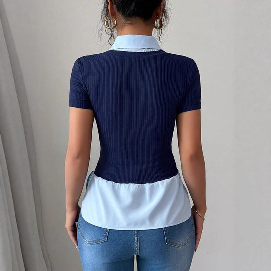 Damen Elegantes Oberteil mit fließendem Saum EB