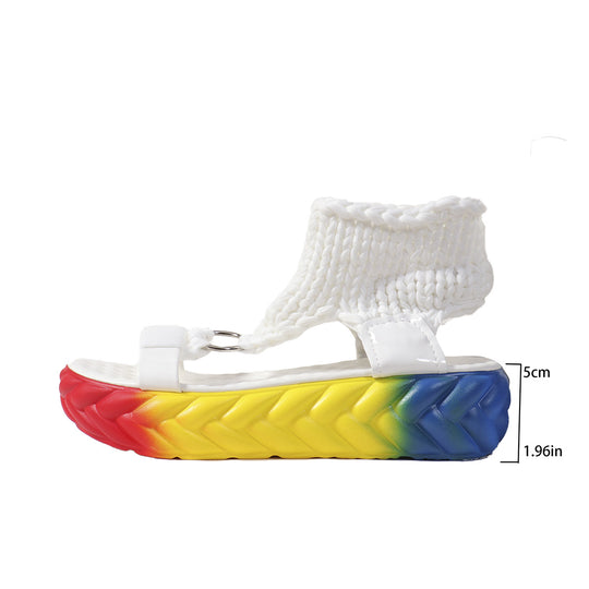 Damen modische Plateausandalen mit geflochtenem Obermaterial EB