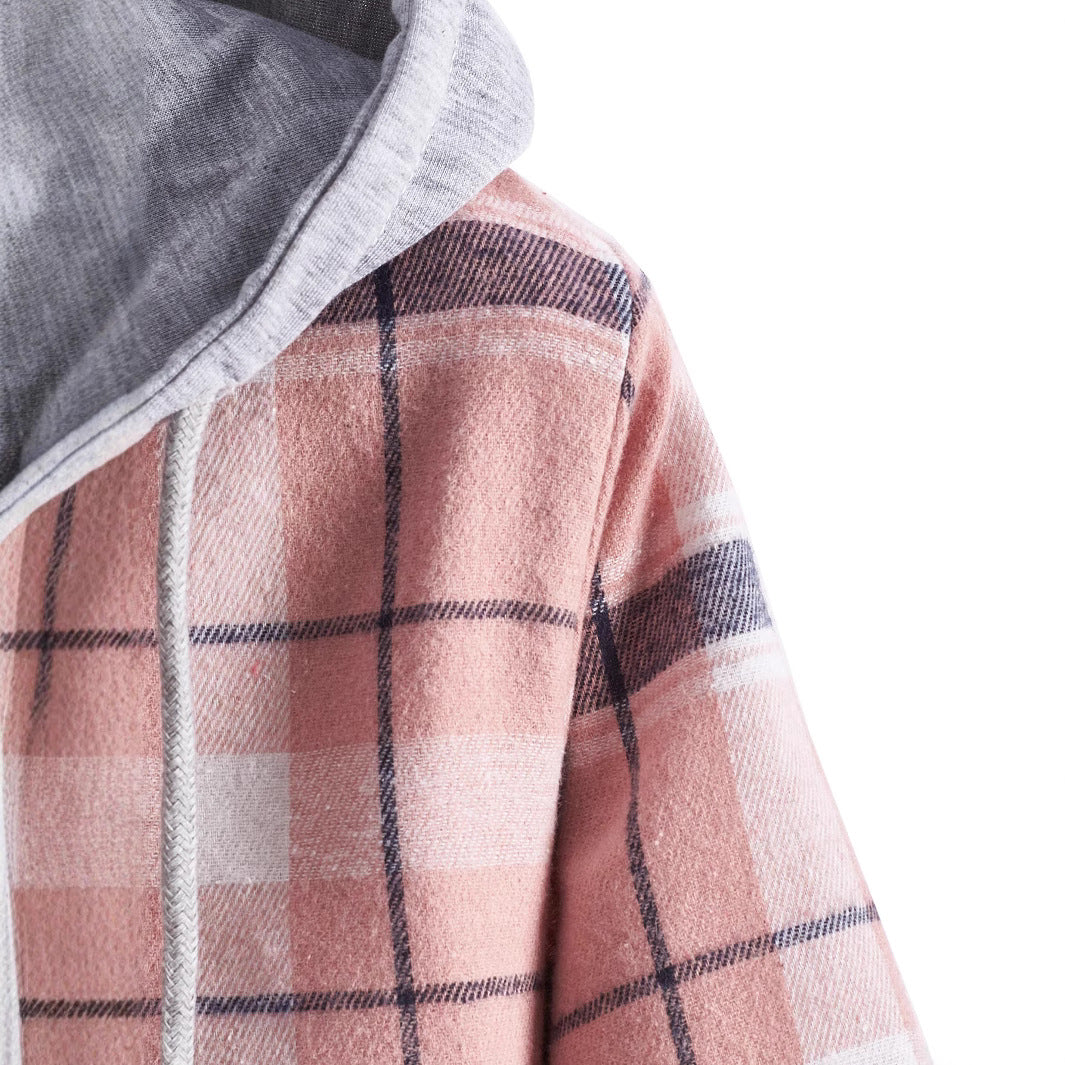 Herren Overshirt mit Kapuze im modernen Karo-Design EB