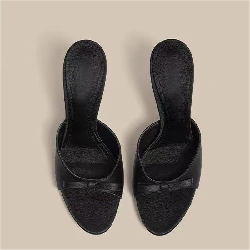Damen elegante Mules mit filigraner Schleifenverzierung EB
