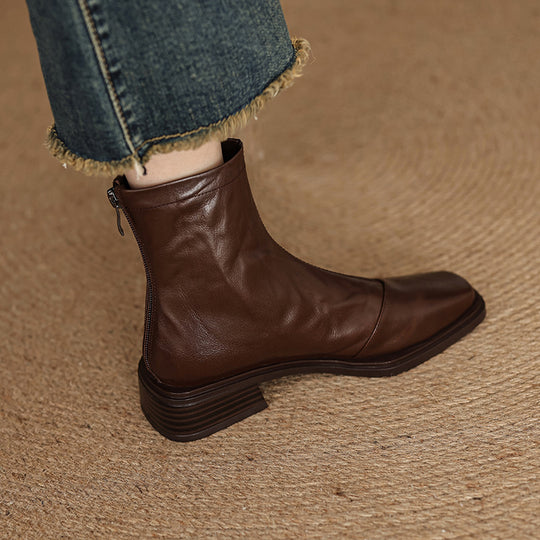 Damen moderne Chelsea Boots mit elegantem Glattleder und praktischem Reißverschluss EB