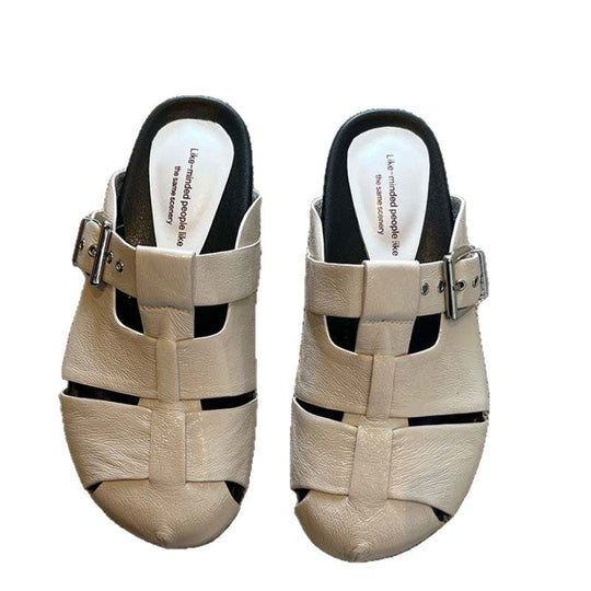 Damen elegante Pantoletten mit verstellbarem Schnallen-Design EB
