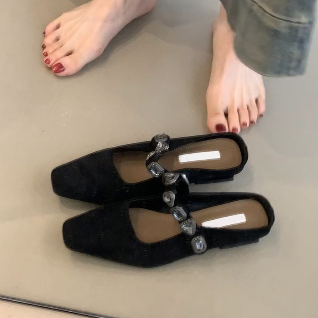 Damen Slingback-Ballerinas mit stilvoller Glitzerverzierung und komfortabler Sohle EB
