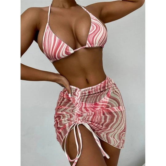 Damen Triangel-Bikini mit verstellbarem Wickelrock EB
