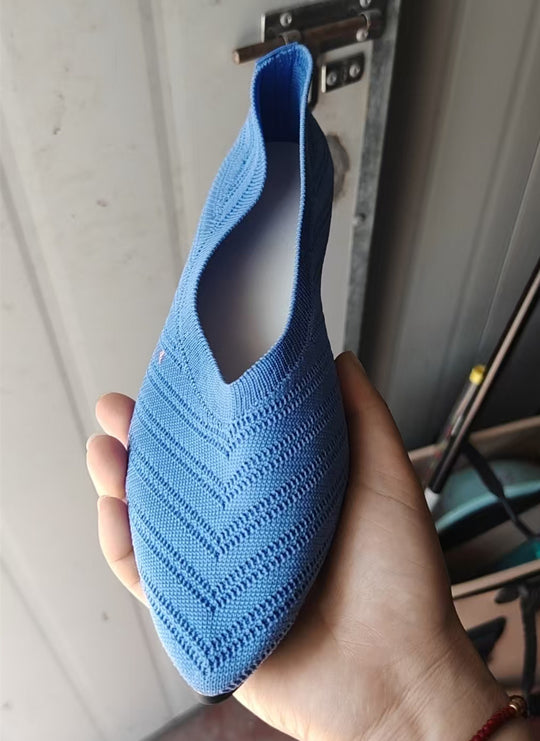 Damen elegante Mules mit hohem Schnitt und modischem Strickdesign EB