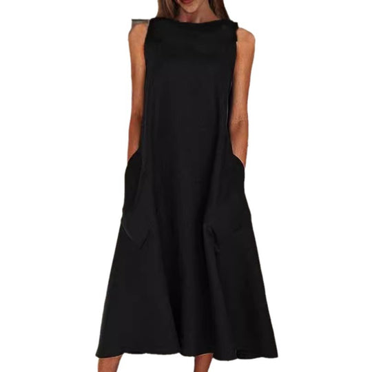 Damen luftiges Maxikleid mit praktischen Seitentaschen EB