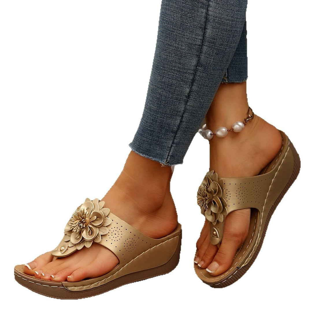 Damen Wedge-Sandalen mit floralen Akzenten und atmungsaktivem Obermaterial EB