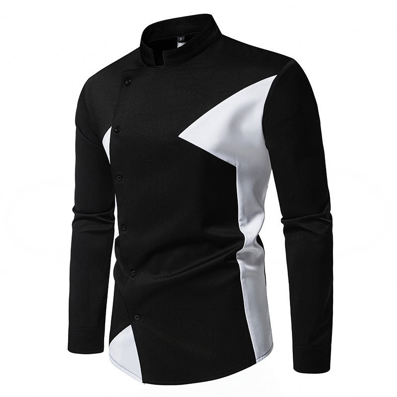 Herren Designer Hemd mit asymmetrischem Farbblock EB
