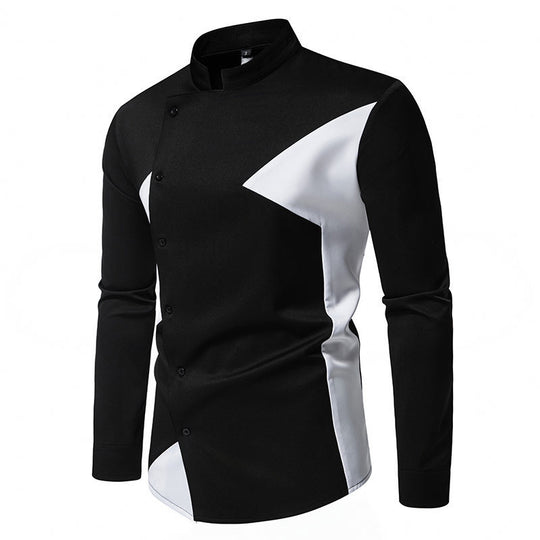 Herren Designer Hemd mit asymmetrischem Farbblock EB