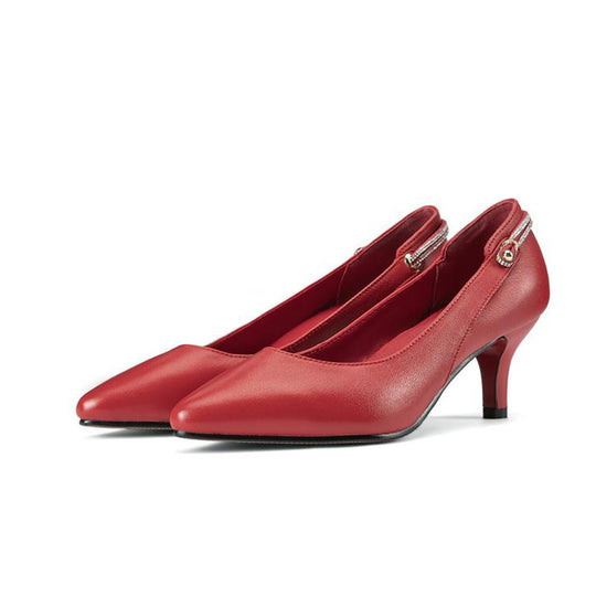 Damen Elegante Pumps mit schickem Riemchen und komfortablem Blockabsatz EB