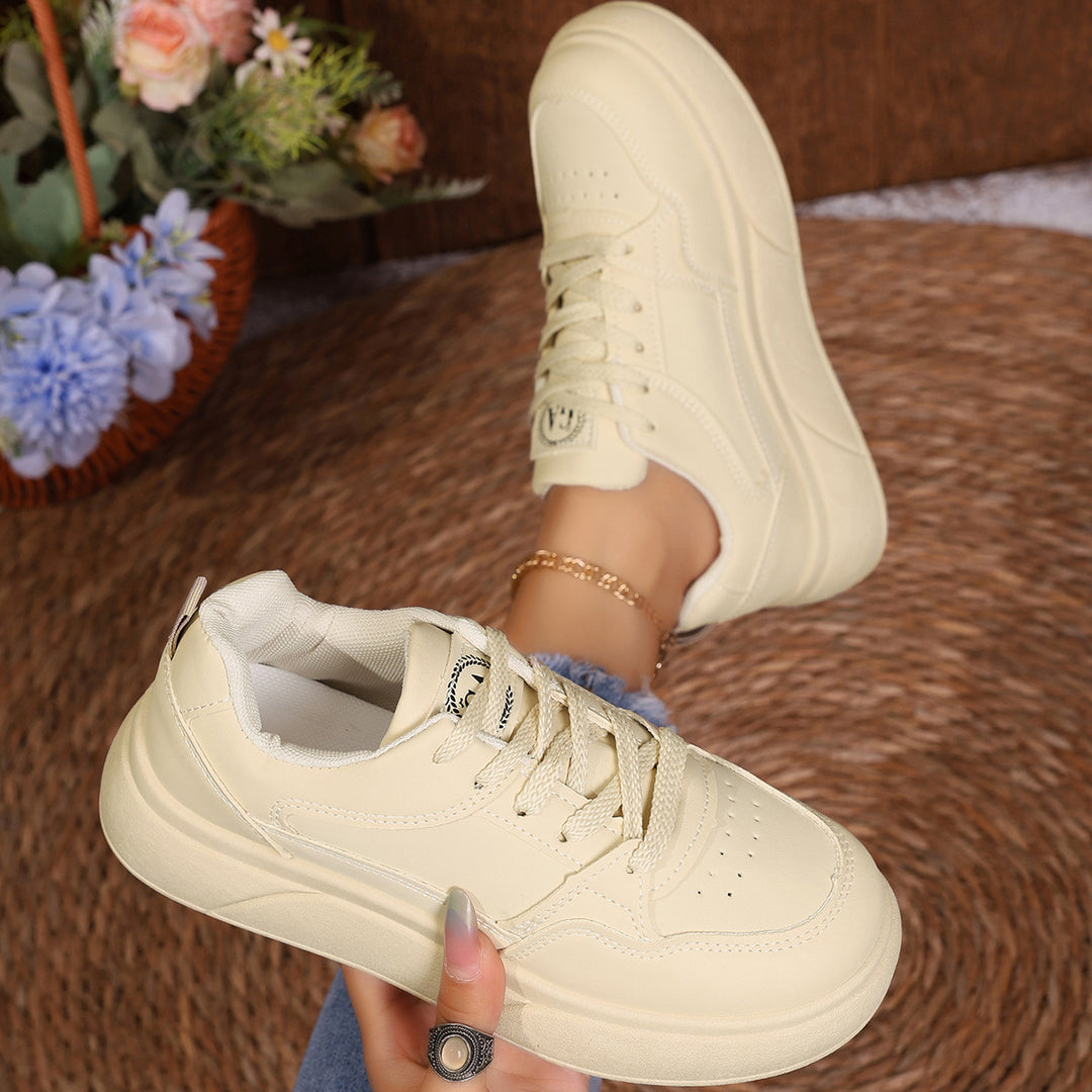 Damen Komfortable Sneakers mit dicker Laufsohle und modischem Design EB
