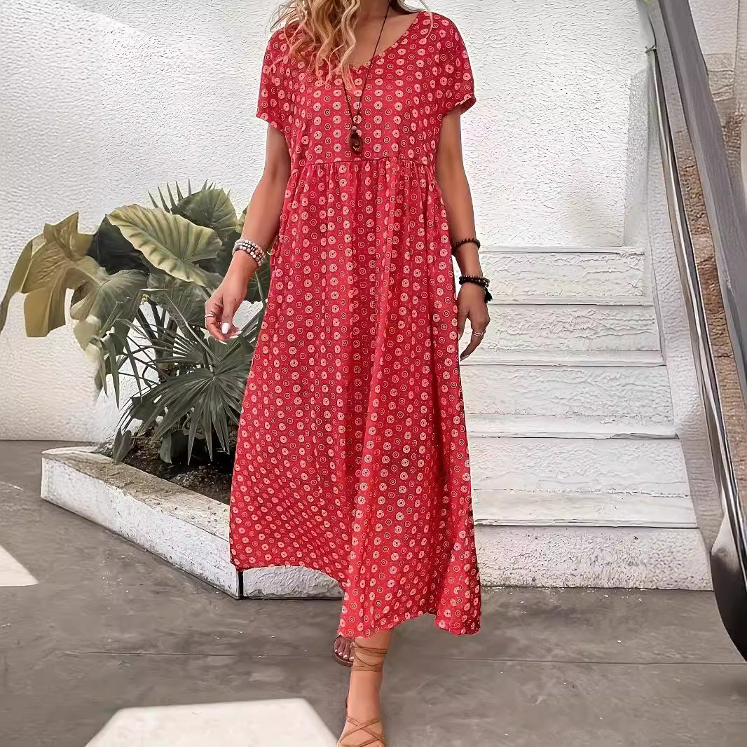 Damen Maxikleid mit floralen Mustern und lässiger Taillierung EB
