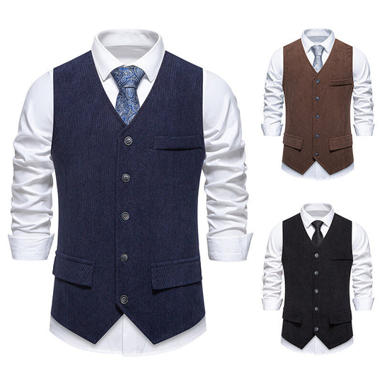 Herren eleganter Anzugweste mit strukturiertem Design und praktischen Taschen EB