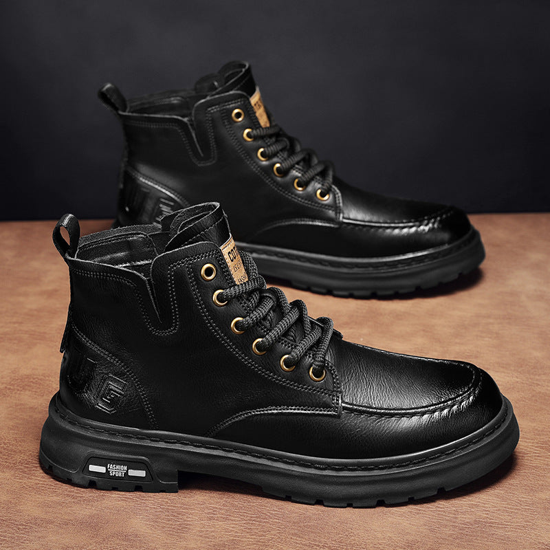 Herren robuste Lederboots mit rutschfester Sohle EB