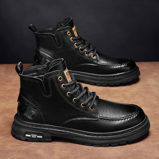 Herren robuste Lederboots mit rutschfester Sohle EB