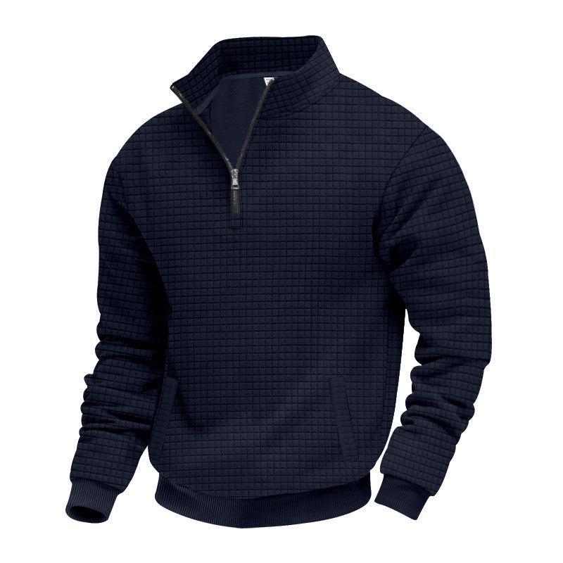 Herren Sweatshirt mit halbem Reißverschluss und strukturiertem Design EB