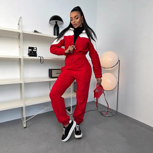 Damen gemütlicher Fleece-Overall mit Kapuze, durchgehendem Reißverschluss und elastischen Bündchen Eichborn Berlin