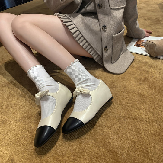 Damen Ballerinas mit elegantem Knoten-Detail und hochwertiger Premium-Leder-Oberfläche EB