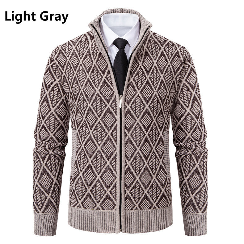 Herren modische Strickjacke mit grafischem Zipper-Design EB