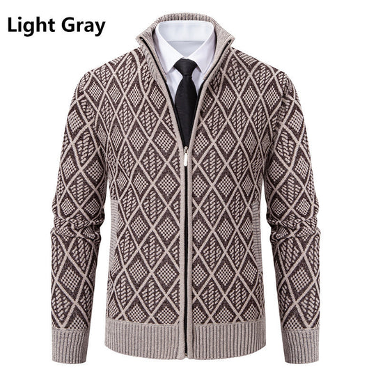 Herren modische Strickjacke mit grafischem Zipper-Design EB