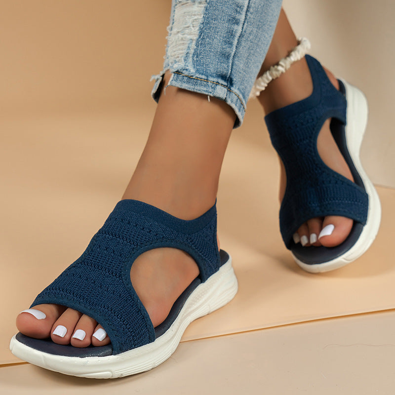 Damen Sportliche Strick-Sandalen mit atmungsaktivem Obermaterial und dämpfender Laufsohle EB