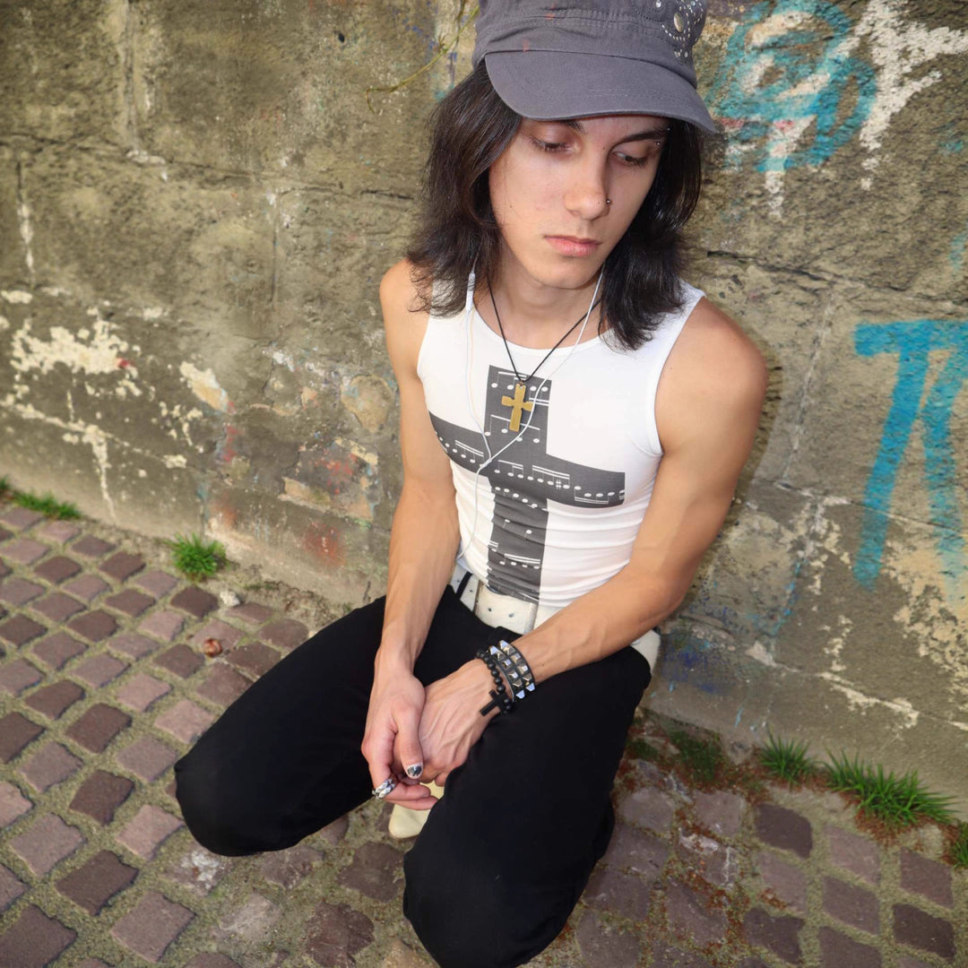 Damen Tanktop mit kreativem Noten-Design und figurbetontem Schnitt EB