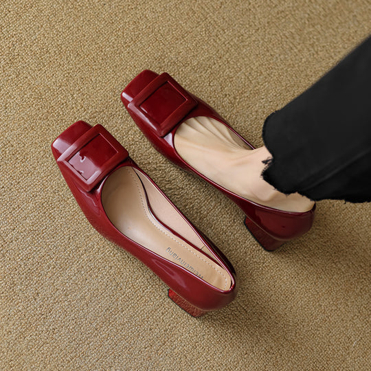 Damen elegante Blockabsatzpumps mit modernem Schnallenakzent EB