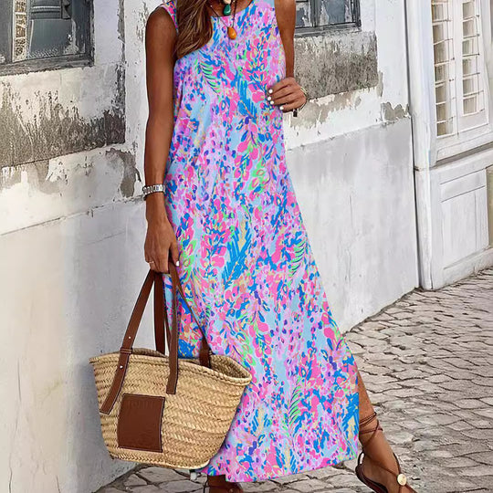 Damen Maxikleid mit floralem Muster und lässigem Schnitt EB
