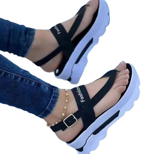 Damen modische Wedge-Sandalen mit ergonomischem Riemendesign und rutschfester Sohle EB