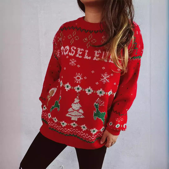Damen Weihnachts-Pullover mit festlichem Motiv und weichem Material EB